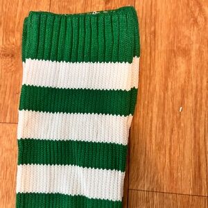 American Apparel Thigh high Green and White Striped Socks